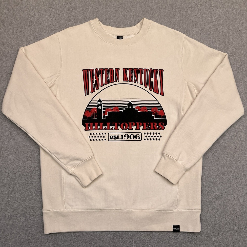 WKU Hilltoppers College Skyline Crew Sweatshirt Men's S Ivory Heavyweight Uscape